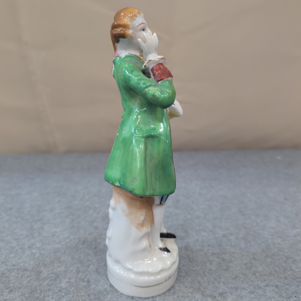 Fern Japan Porcelain Figurine Colonial Victorian Man in Green Coat Rococo VTG 8" - Picture 4 of 5